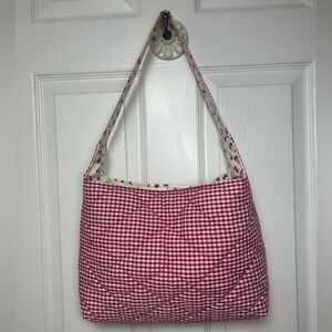 📍Locally Made 📍Quilted Red Gingham Shoulder Bag w Cherry Print Lining